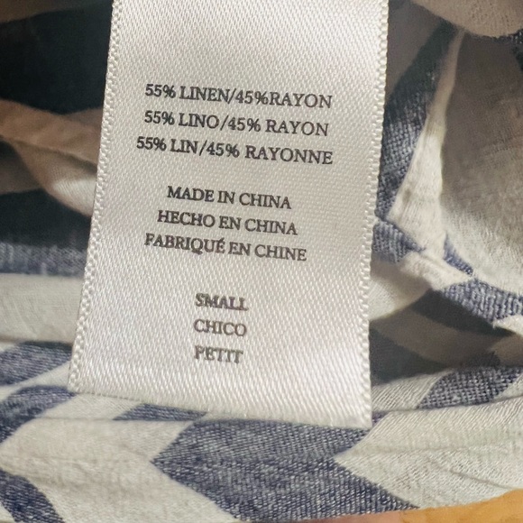 Rails Alyssa Bay Stripe Top Buttons down Linen Shirt Size Small Preowned - Picture 12 of 14